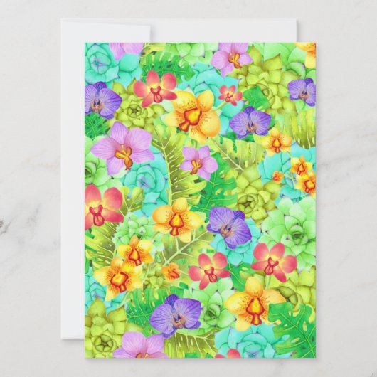 Orchideeën Succulenten Monsteras Art Print Platte Kaart (Voorkant)