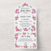 Orchideeën Tropical Butterfly Baby shower All In One Uitnodiging (Binnen)