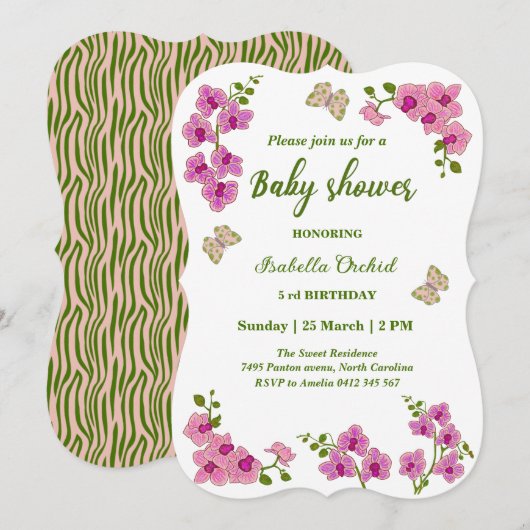 Orchideeën Tropical Butterfly Baby shower Kaart (Voorkant / Achterkant)
