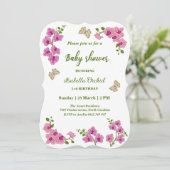 Orchideeën Tropical Butterfly Baby shower Kaart (Staand voorkant)