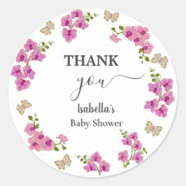 Orchideeën Tropisch Butterfly Paars Pin Baby showe Ronde Sticker