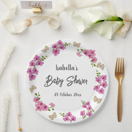 Orchideeën Tropisch Butterfly Paars Roze Papieren Bordje (Huwelijk)