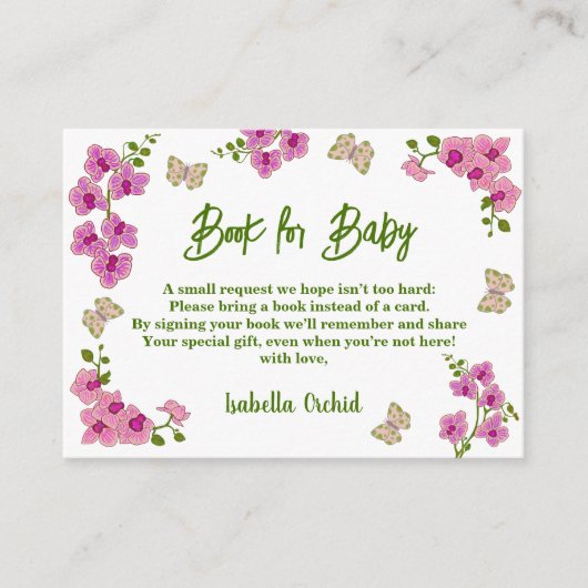 Orchideeën Tropisch Paars Roze Gift Book voor Baby Informatiekaartje (Voorkant)