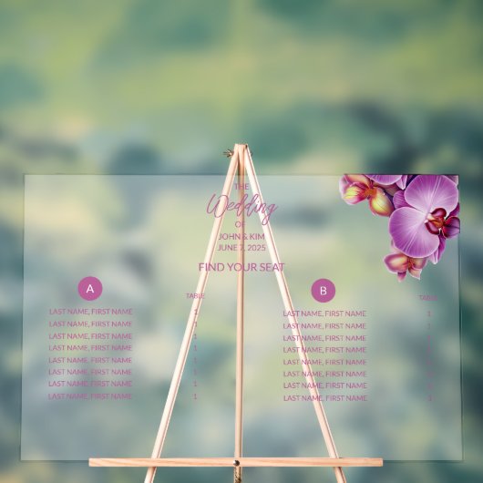 Orchideeën Trouwacryl Zitting Grafiek Acryl Bord (Neutraal)