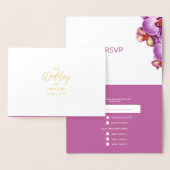Orchideeën Trouwen Gouden Folie RSVP Kaart (Display)
