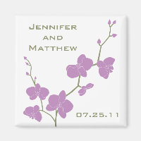 Orchideeën Trouwmagneet -  Olijf en Violet