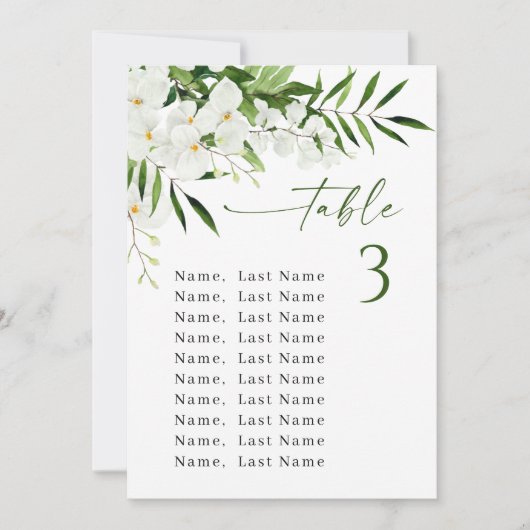 Orchideeën Trouwtafel Aantal Zitplaatsen Grafiek K Kaart (Voorkant)