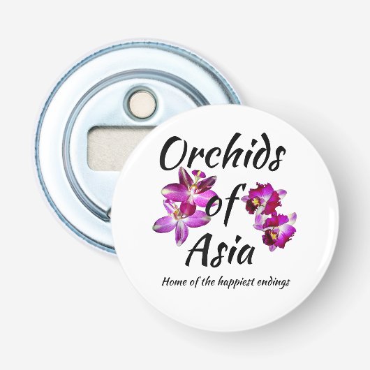 Orchideeën van Azië Button Flesopener (Voorkant)