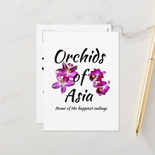 Orchideeën van Azië Feestdagenkaart (Voorkant / Achterkant in situ)