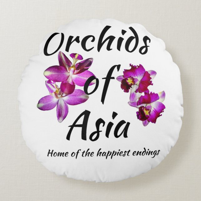 Orchideeën van Azië Rond Kussen (Voorkant)