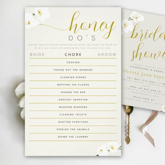 Orchideeën Vrijgezellenfeest spel Honing Do List E Flyer