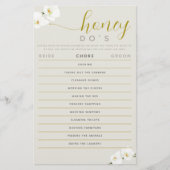 Orchideeën Vrijgezellenfeest spel Honing Do List E Flyer (Voorkant)