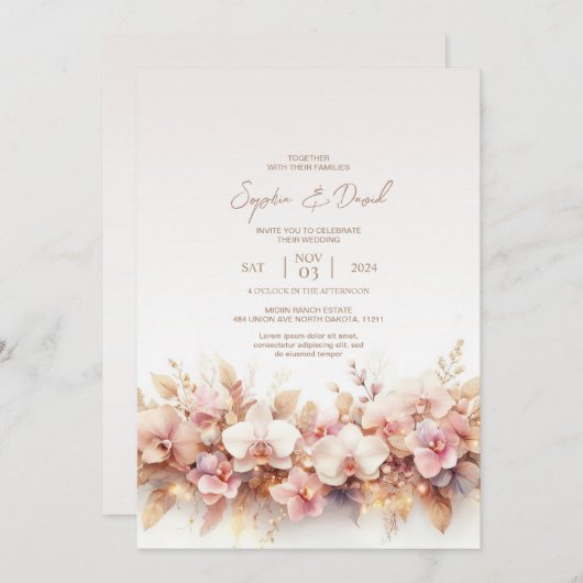 Orchideeën Waterverf bruiloft uitnodiging (Voorkant / Achterkant)