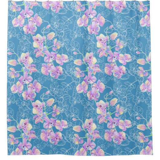 Orchideeën waterverf douchegordijn (Voorkant)