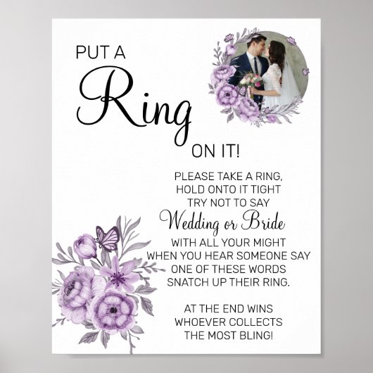 Orchideeën zet een ring bruids douche spel bord poster (Voorkant)