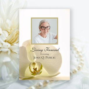 Orchideeënbloem op White Living Funeral Party Kaart