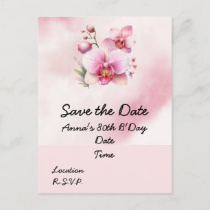 Orchideeënbloem Verjaardag Save the Date Briefkaar Briefkaart