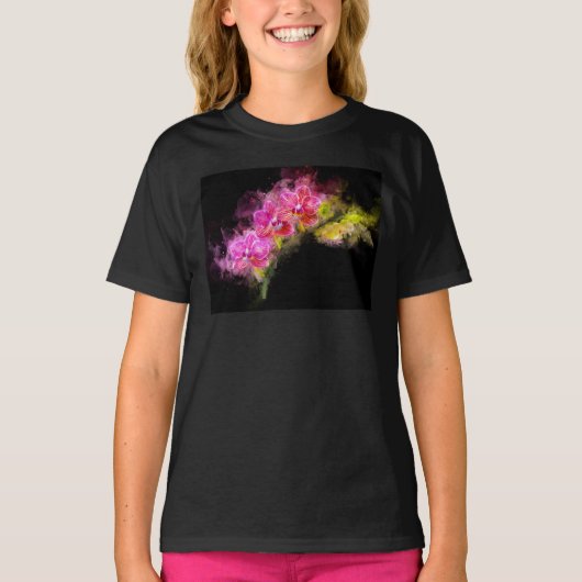 Orchideeënbloem waterverf - roze bb 01 t-shirt (Voorkant)