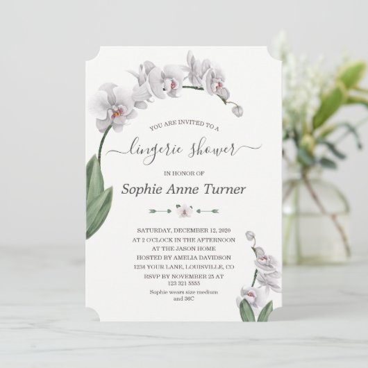 Orchideeënbloesem Calligraphy Ondergoed Bruidsdouc Kaart (Staand voorkant)