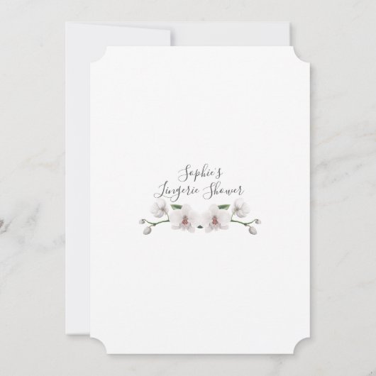 Orchideeënbloesem Calligraphy Ondergoed Bruidsdouc Kaart (Achterkant)