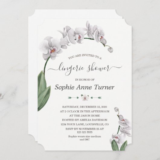 Orchideeënbloesem Calligraphy Ondergoed Bruidsdouc Kaart (Voorkant / Achterkant)