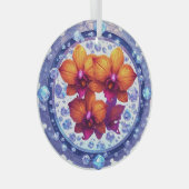 Orchideeënbloesems ingebed in kristallen glas ornament (Voorkant Rechts)