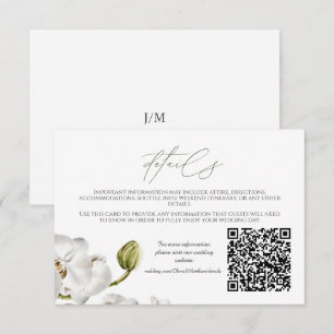 Orchideeënlijst Elegant Tropisch Bruiloft QR-code Informatiekaartje