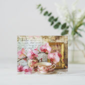 Orchids alongside a teacup and picture frame briefkaart (Staand voorkant)