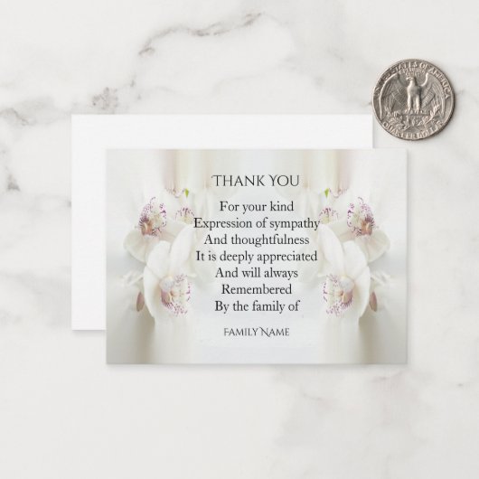Orchids Blossom Bedankt Notitiekaartje (Voorkant / Achterkant in situ)