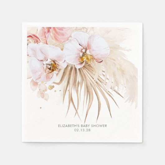 Orchids en Pampas Grass Elegant Boho Servet (Voorkant)