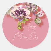 Orchids Floral Happy Moederdag Ronde Sticker (Voorkant)