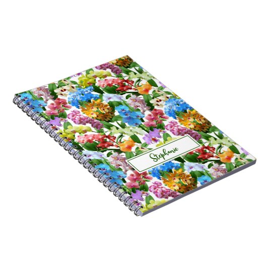 Orchids Floral Pattern Monogram Name Notitieboek (Rechterzijde)