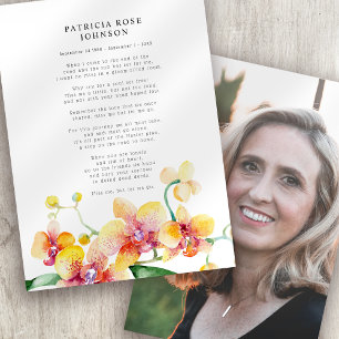 Orchids Foto Sympathie Funeral Memorial Kaart Visitekaartje