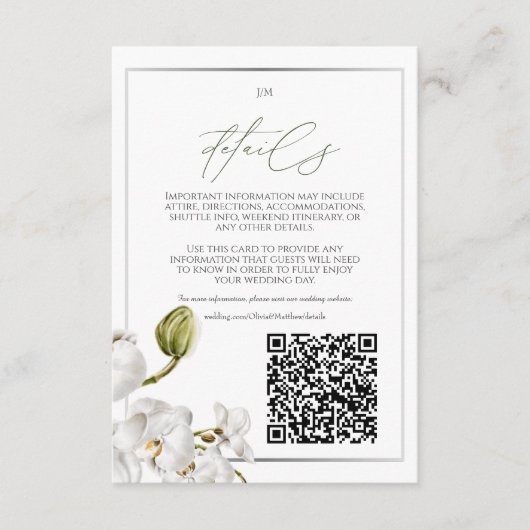 Orchids Frame Elegant Tropical Wedding Informatiekaartje (Voorkant)