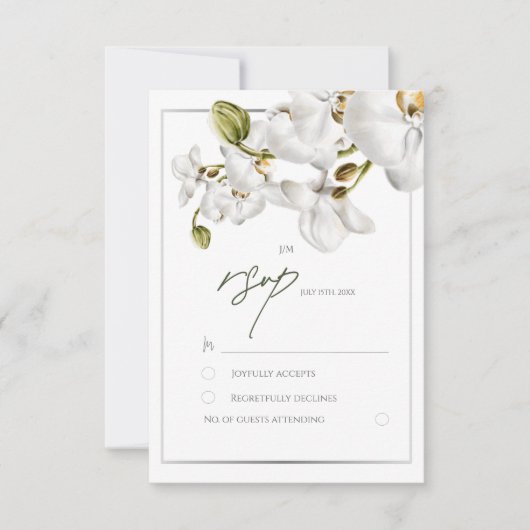 Orchids Frame Elegant Tropical Wedding RSVP Kaartje (Voorkant)