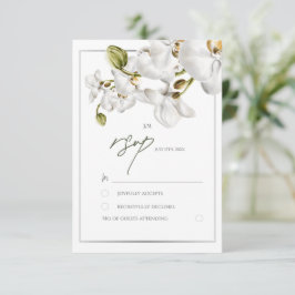 Orchids Frame Elegant Tropical Wedding RSVP Kaartje