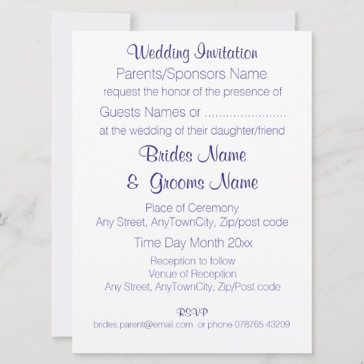 Orchids Indure Wedding Packets Kits Kaart (Achterkant)