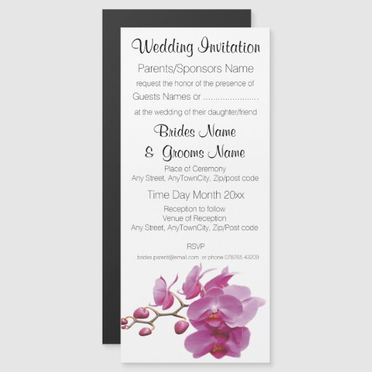 Orchids Indure Wedding Packets Kits Magnetische Uitnodiging (Voorkant / Achterkant)