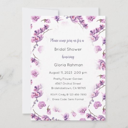 Orchids Invitation, Garden Theme Invitation Kaart (Voorkant)