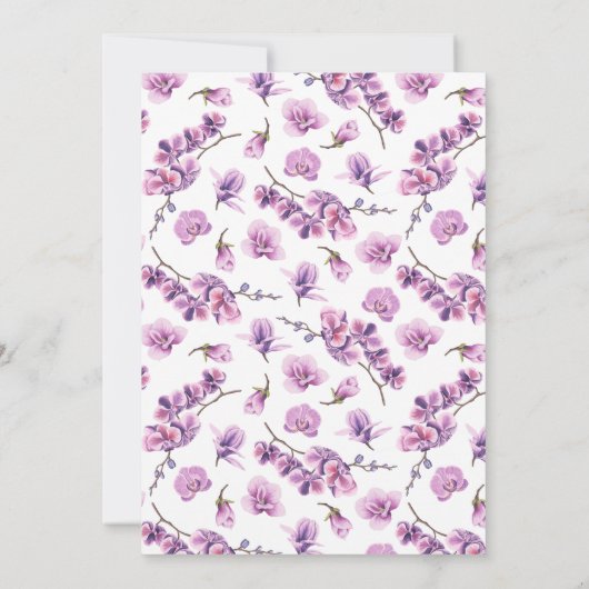 Orchids Invitation, Garden Theme Invitation Kaart (Achterkant)