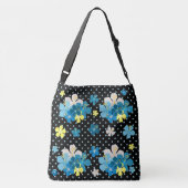 Orchids on Blue/Black Polka Dot Crossbody Tas (Achterkant)