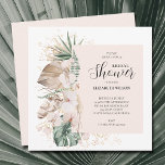 Orchids Palms Boho Vrijgezellenfeest Kaart<br><div class="desc">Bij de kous-doucheuitnodigingen zijn de fanpalmbladeren,  het pampasgras,  monstera-bladeren en roze orchideeën te vinden,  met uw gegevens in de vorm van een kroonbrief. **TIP: VOOR DE QUARE INVITATIE IS EXTRA POSTAGE NODIG. Punten in onze winkel koppelen.</div>