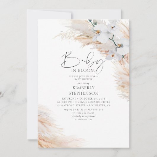 Orchids Pampas Grass Baby in het Baby shower Bloom Kaart (Voorkant)