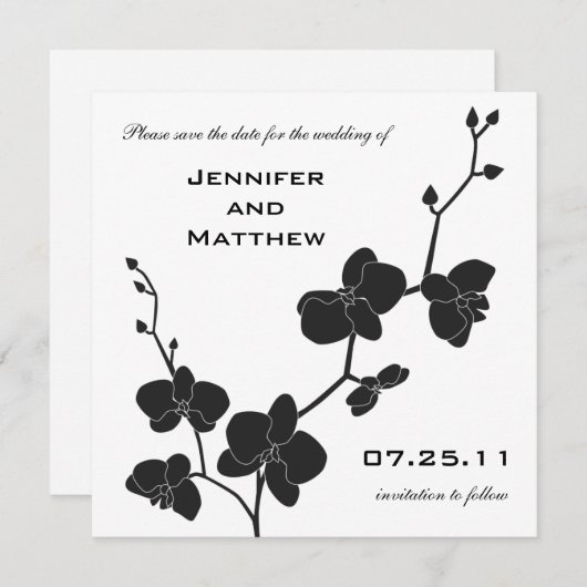 Orchids Save the Date - Black and White (Voorkant / Achterkant)