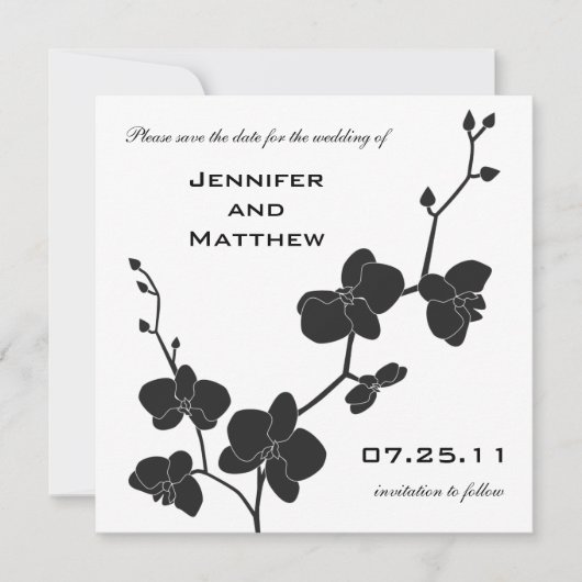 Orchids Save the Date - Black and White (Voorkant)