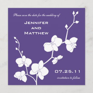 Orchids Save the Date - Deep Paars and White