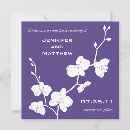 Orchids Save the Date - Deep Paars and White (Voorkant)
