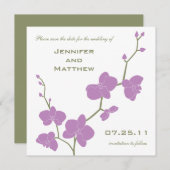 Orchids Save the Date - Olive en Violet (Voorkant / Achterkant)