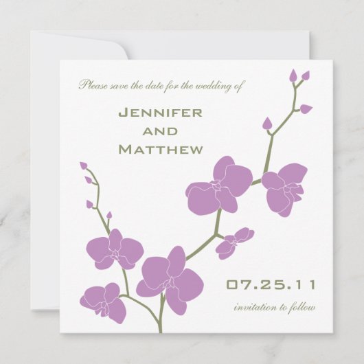 Orchids Save the Date - Olive en Violet (Voorkant)