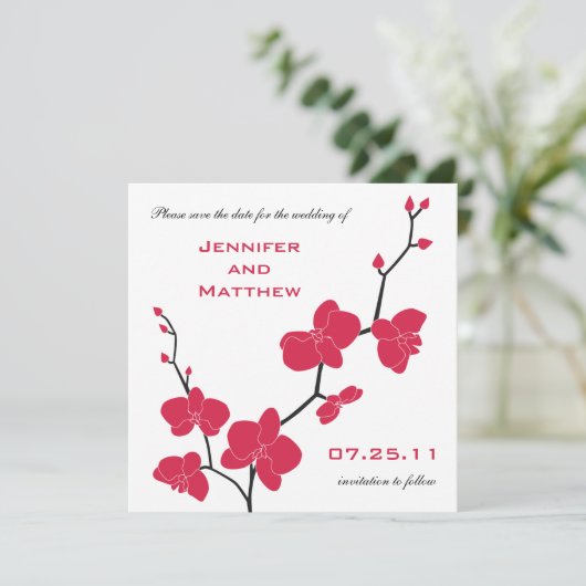 Orchids Save the Date - Red en Black (Staand voorkant)